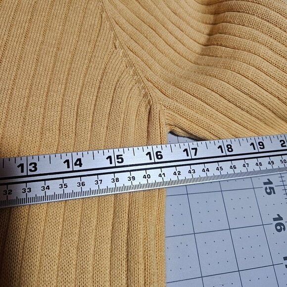 Jeanne Pierre Woman's Med Cotton Ribbed Turtleneck Knit Sweater Yellow Medium - Picture 11 of 12